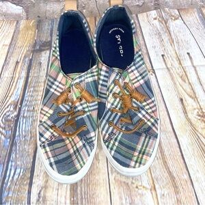 Sperry Women’s Crest Vibe Plaid Canvas Sneakers Size 8.5